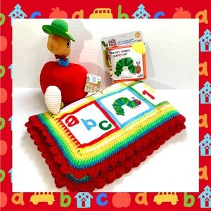 🌺Sale🌺Eric Carle Minky Crochet Baby Blanket Gift Set Richard Scarry Lowly Worm